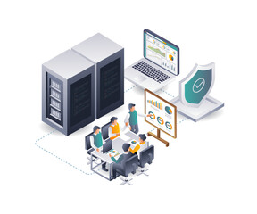 Aufkleber - The team is analyzing data from the cloud server