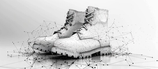 Wireframe Boots on a White Background