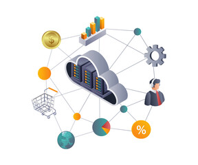 Leinwandbilder - Innovative Technologies for Business Cloud Server Data Networks