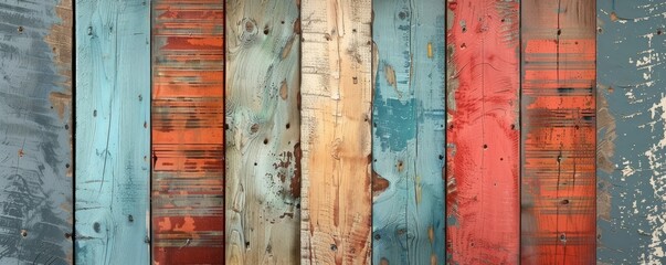 Painted wooden boards with rustic look