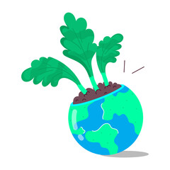 Poster - A flat style sticker of global planting 

