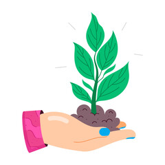 Wall Mural - A sticker of plant care in flat style 

