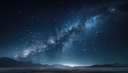 Wall Mural - A starry night sky with a large, glowing cloud of milk