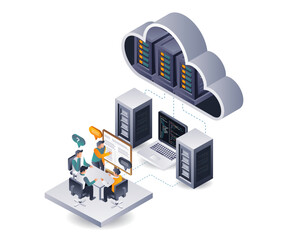 Leinwandbilder - Discussion on analytical data from cloud servers