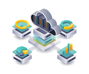 Fototapete - Digital Transformation in Cloud Server Management