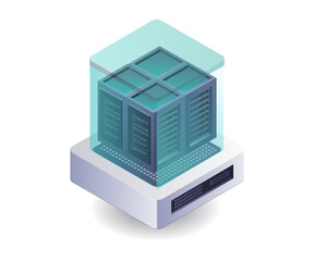 Aufkleber - Data Management in Server Rack Technology flat isometric illustration