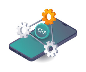 Fototapete - Business system ERP smartphone application