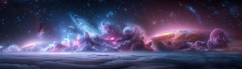 Wall Mural - a beautiful and colorful space scene with many stars and clouds