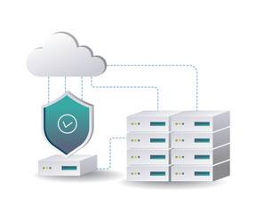 Aufkleber - Cybersecurity in Cloud Computing flat illustration