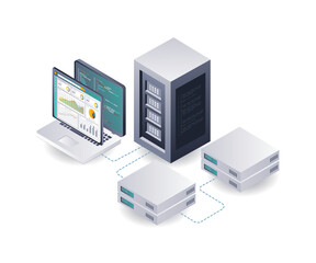 Leinwandbilder - Analytical Insights into Server Data isometric illustration