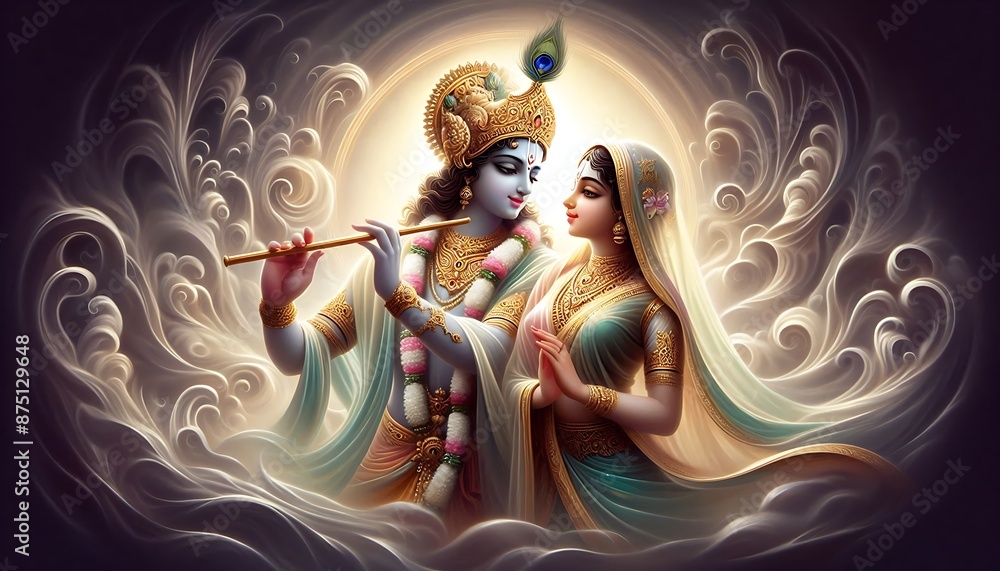 Lord Krishna and Radha Rani dreamy Portrait Stock Photo | Adobe Stock