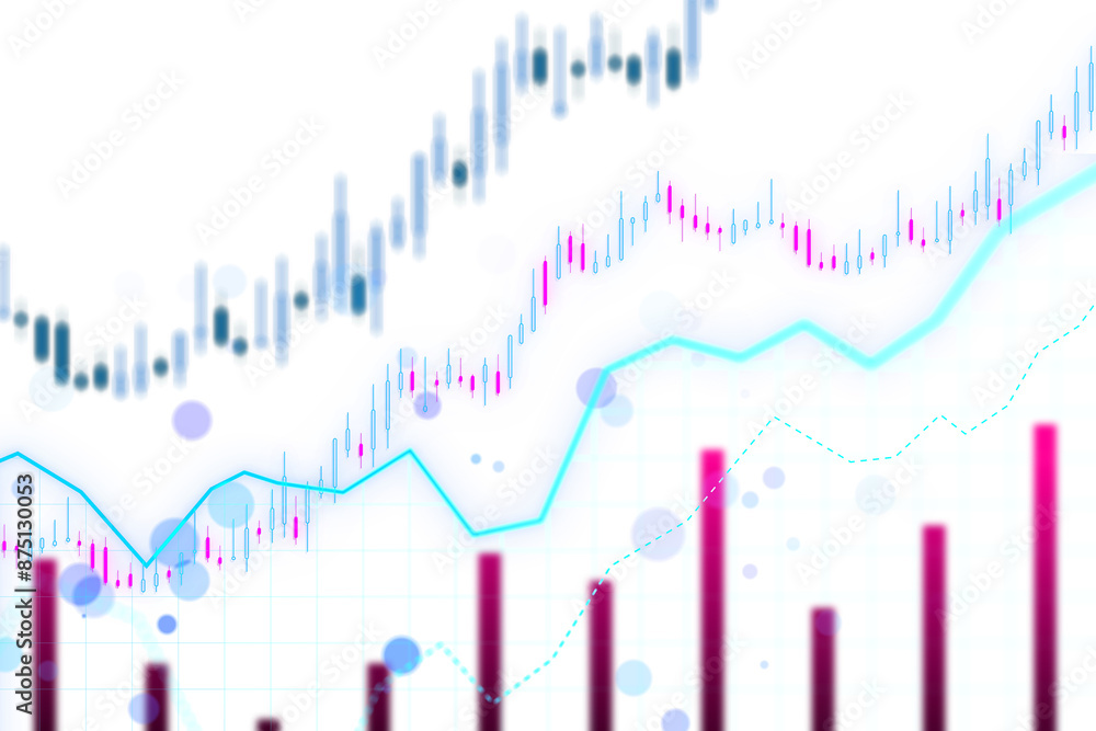Abstract financial chart with uptrend line graph and bar chart in stock ...