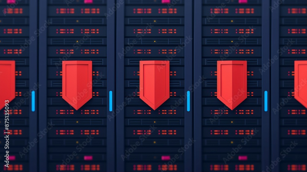 Innovative cyber defense concept with secure servers, encrypted data ...