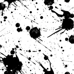 Leinwandbilder - Abstract black ink splatter on transparent background