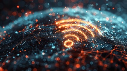 Illustrations Wireless network and connection abstract data background