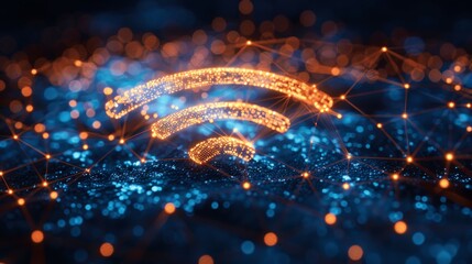 Illustrations Wireless network and connection abstract data background