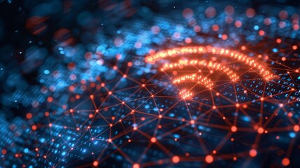 Illustrations Wireless network and connection abstract data background