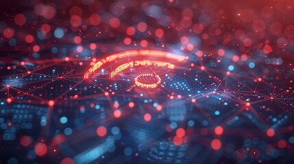 Illustrations Wireless network and connection abstract data background
