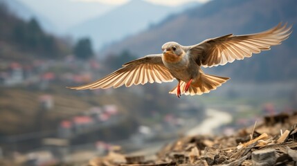 Poster - a bird flying in the air with the sun behind it