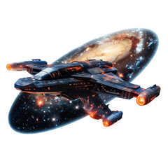 Aufkleber - Galactic explorer spaceship with cosmic background