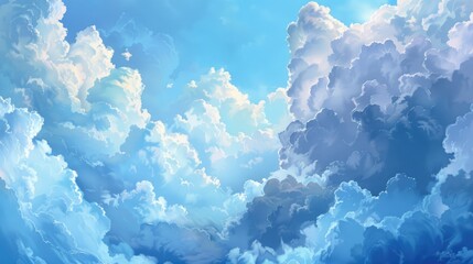 Sticker - Blue sky filled with clouds