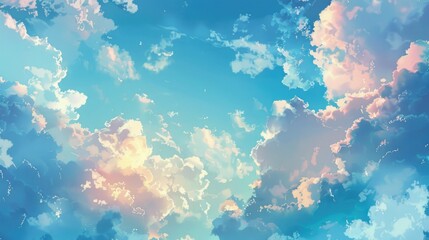 Poster - Morning sky with beautiful blue clouds