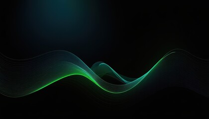 Wall Mural - Black background wallpaper with green wavy lines
background