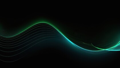 Wall Mural - black background wallpaper with green wavy lines background