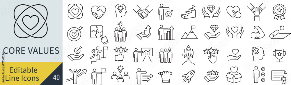 線の編集ができる価値に関するアイコンセット(アウトライン化していない) Stock Vector | Adobe Stock