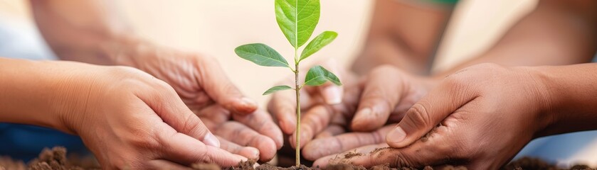 Sticker - Hands Planting a Sapling.