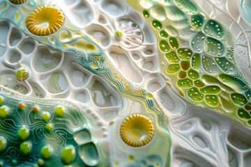 Wall Mural - abstract cellular structure with organic shapes and lush green tones