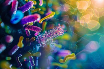 Wall Mural - abstract colorful shapes with sparkling texture and bokeh lights