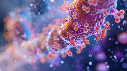 Wall Mural - close-up micro-photography of a colorful and intricate biological structure with a bokeh background