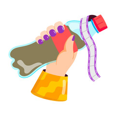 Wall Mural - Hand holding soft drink bottle, flat sticker 

