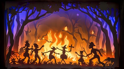 Wall Mural - halloween paper cut background