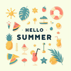 Wall Mural - Hello Summer background. vector illustration. travel and vacation summertime