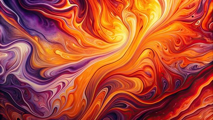 Sticker - Dynamic abstract background mimicking fluid art in orange red and purple shades , vibrant, colorful, flowing, art, abstract