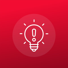 Sticker - light bulb and warning icon in line style