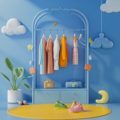 Canvas Print - Cute theme, Wardrobe, Cartoon, Simplicity