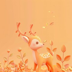 Sticker - Cute Deer Cartoon