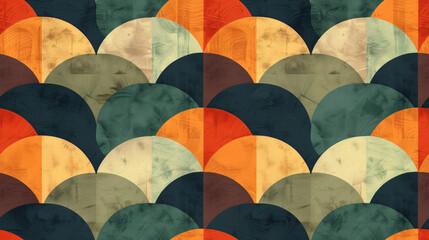 Aufkleber - Abstract wave effect seamless pattern with overlapping circles in various colors, perfect for backgrounds and decorative projects