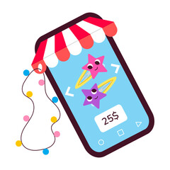 Wall Mural - A mobile shopping app, flat style sticker

