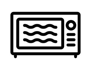 Wall Mural - Vector illustration of a microwave oven icon in black and white. Perfect for kitchen, cooking, and appliance-related designs. Editable stroke.