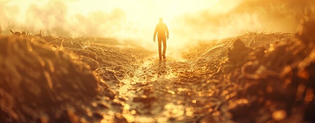 Wall Mural - a visual representation of a person pushing through a difficult path with a strong resolve, signifyi