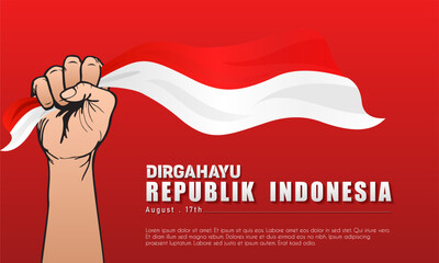 Wall Mural - Happy Independence Day Republic Of Indonesia, 17 august. greeting card with red and white design