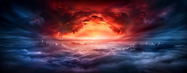Wall Mural - Design a vibrant sunrise breaking through dark clouds, symbolizing hope, new beginnings, and the power of perseverance in difficult times.