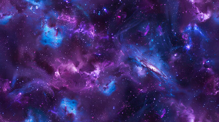 Poster - Stunning cosmic backdrop with vivid blue and purple nebula clouds