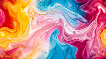 Wall Mural - Vibrant paint blending to create an enchanting abstract fluid art background full of color and texture