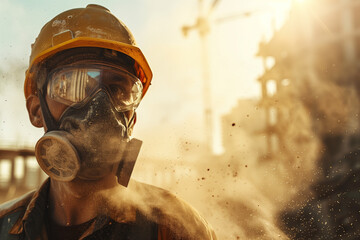 Futuristic firefighters deploy drones to survey a chemical spill, utilizing advanced hazard detection tech. Neutral-toned urban backdrop with skyscrapers in the distance.