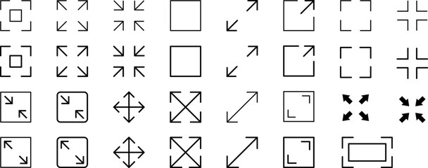 Full screen vector icon. Full screen and exit full screen icon. Scalability arrow mark icons in flat style for web, UI or mobile app. Vector illustration.